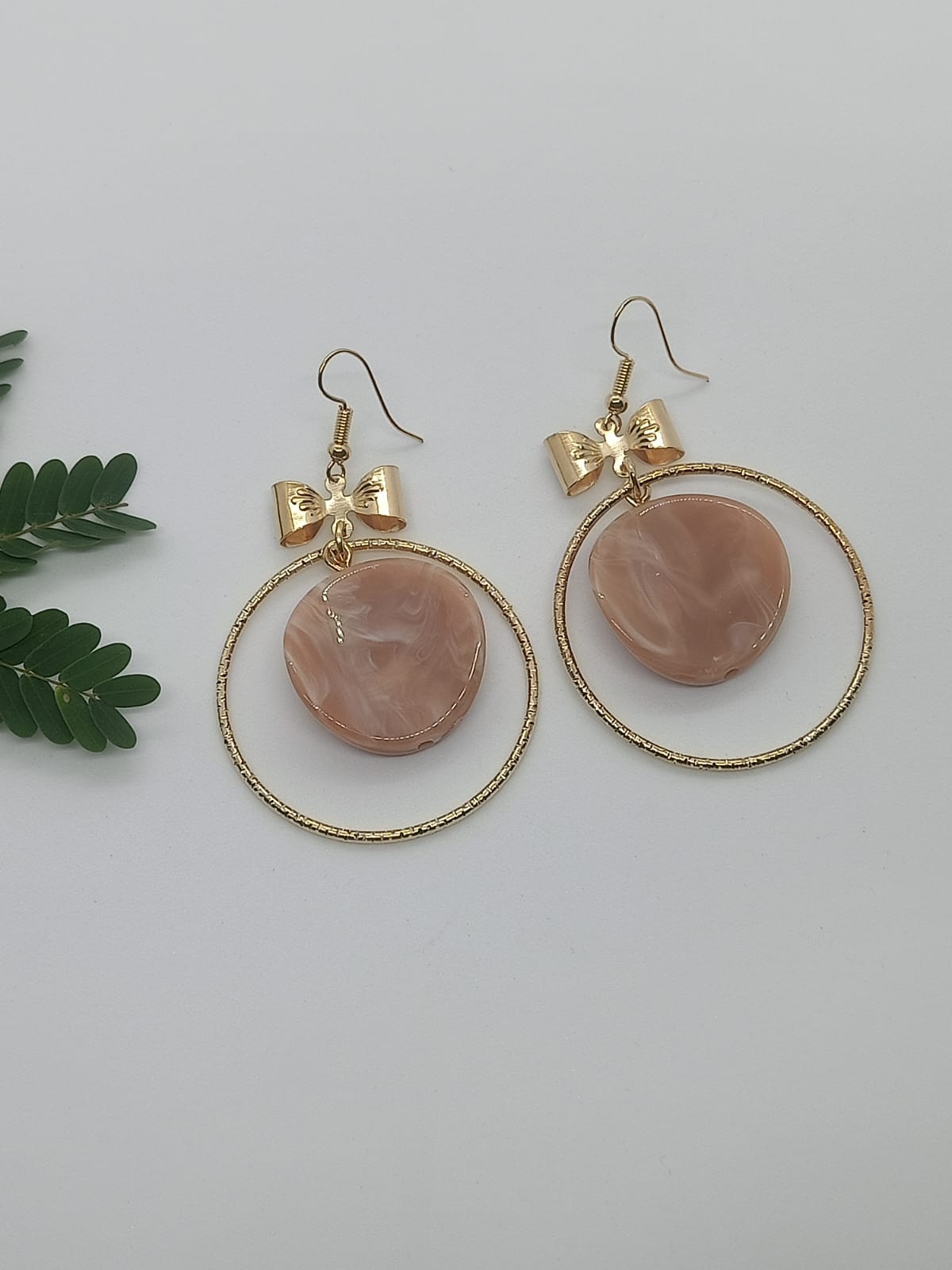 Fancy Cream Hoop Earrings