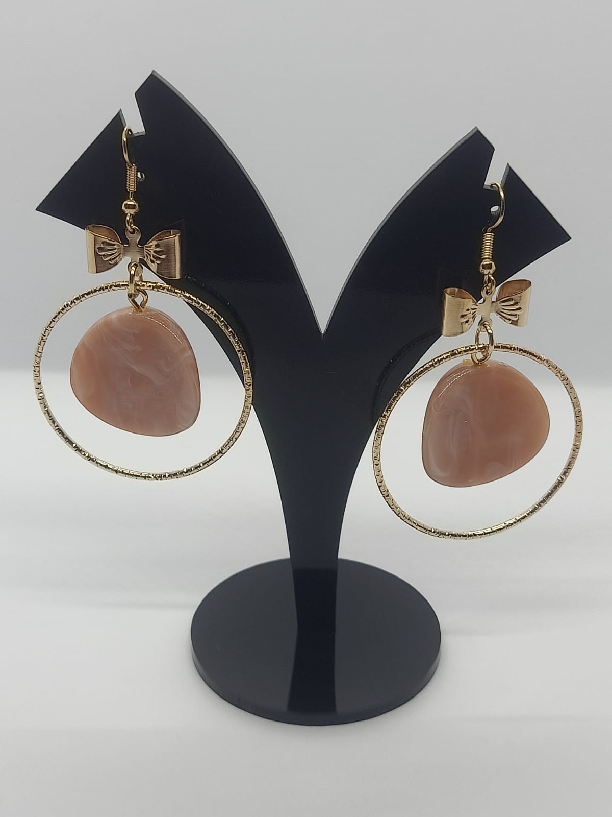 Fancy Cream Hoop Earrings