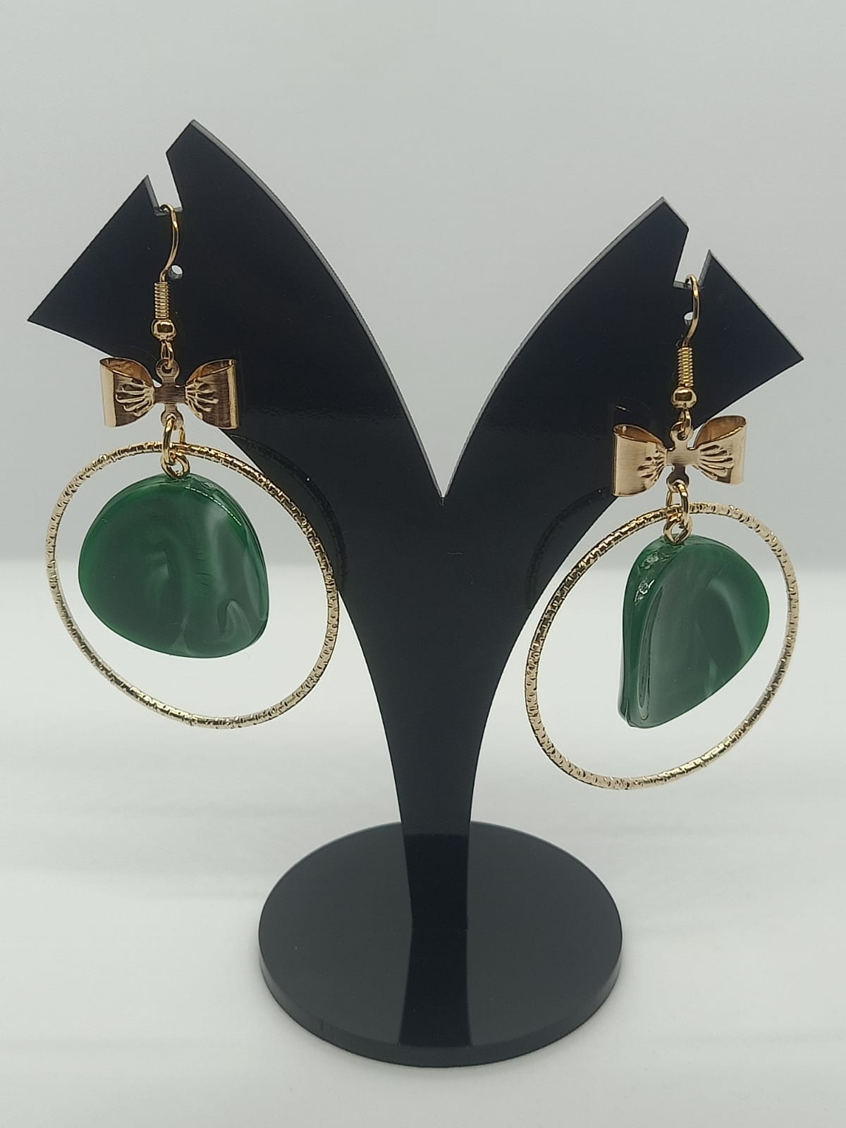 Fancy Green Hoop Earrings
